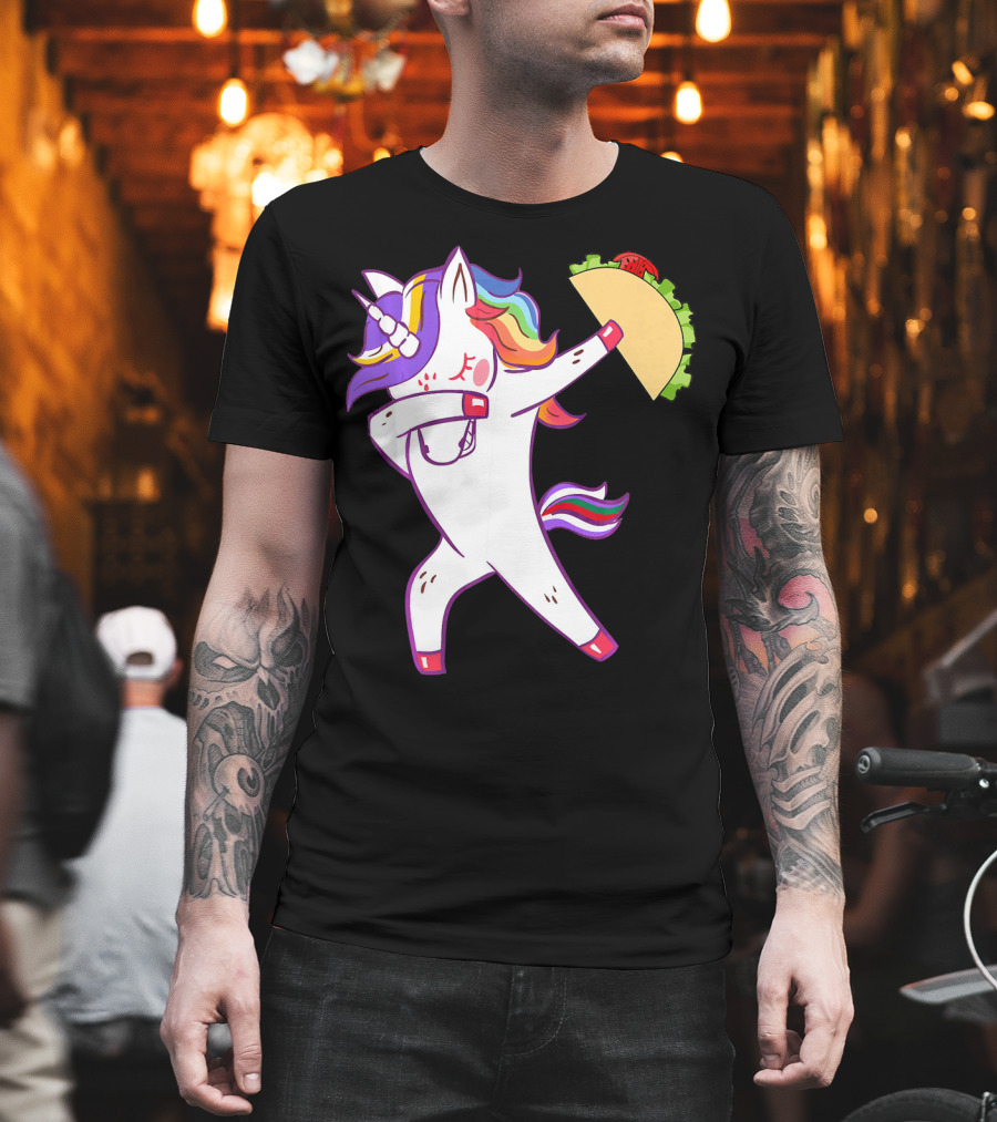 Unicorn Dabbing with Taco Cinco de Mayo T-Shirt
