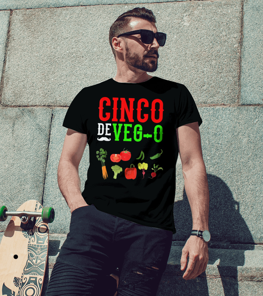 Cinco De Veg-O Vegetarian Vegetables Carrot Broccoli Tomato Pepper Radish T-Shirt