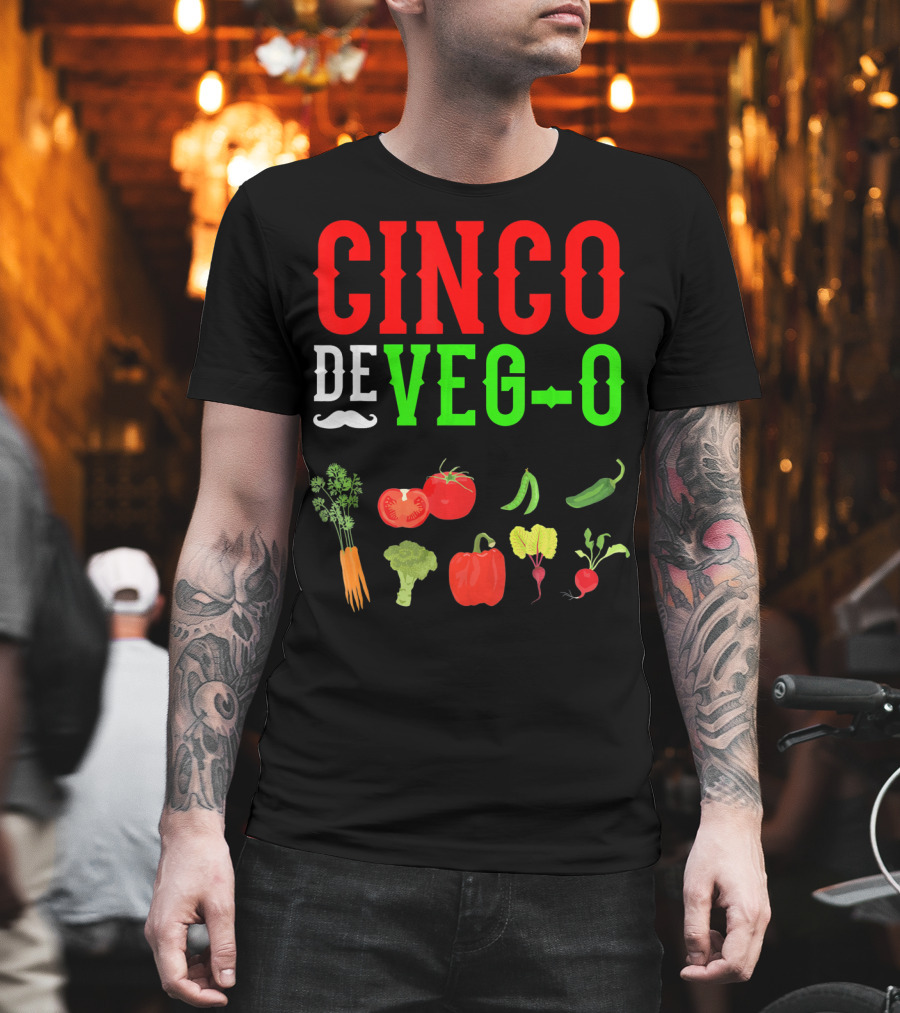 Cinco De Veg-O Vegetarian Vegetables Carrot Broccoli Tomato Pepper Radish T-Shirt