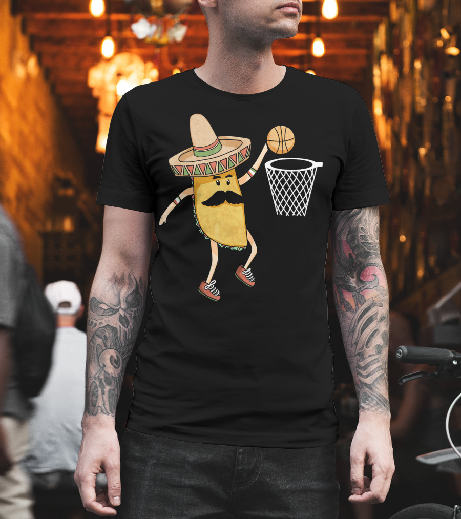 Sombrero Taco Slam Dunk Basketball Sports Fun T-Shirt