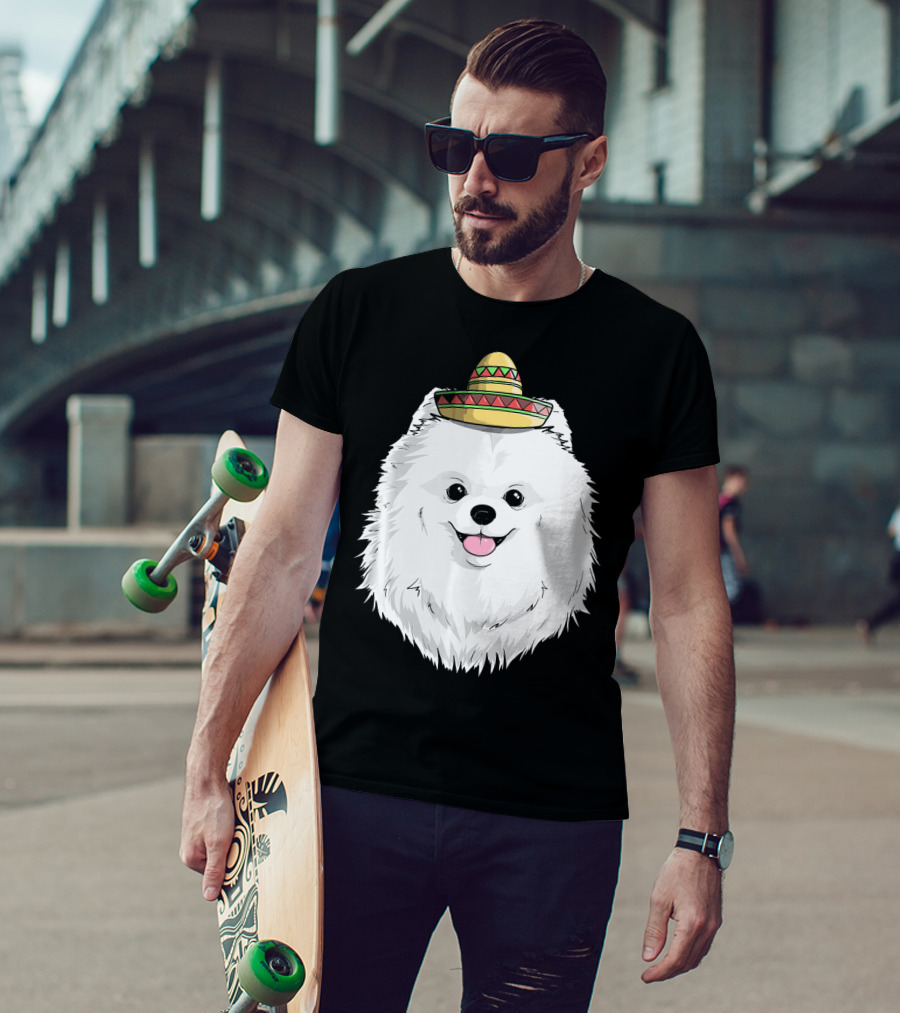 Fiesta Pomeranian Dog Sombrero Cinco De Mayo T-Shirt