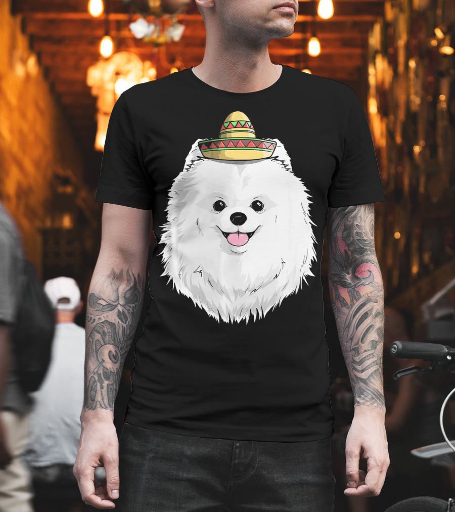 Fiesta Pomeranian Dog Sombrero Cinco De Mayo T-Shirt