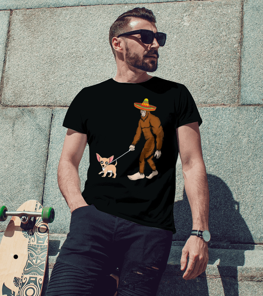 Bigfoot Sombrero And Chihuahua T-Shirt