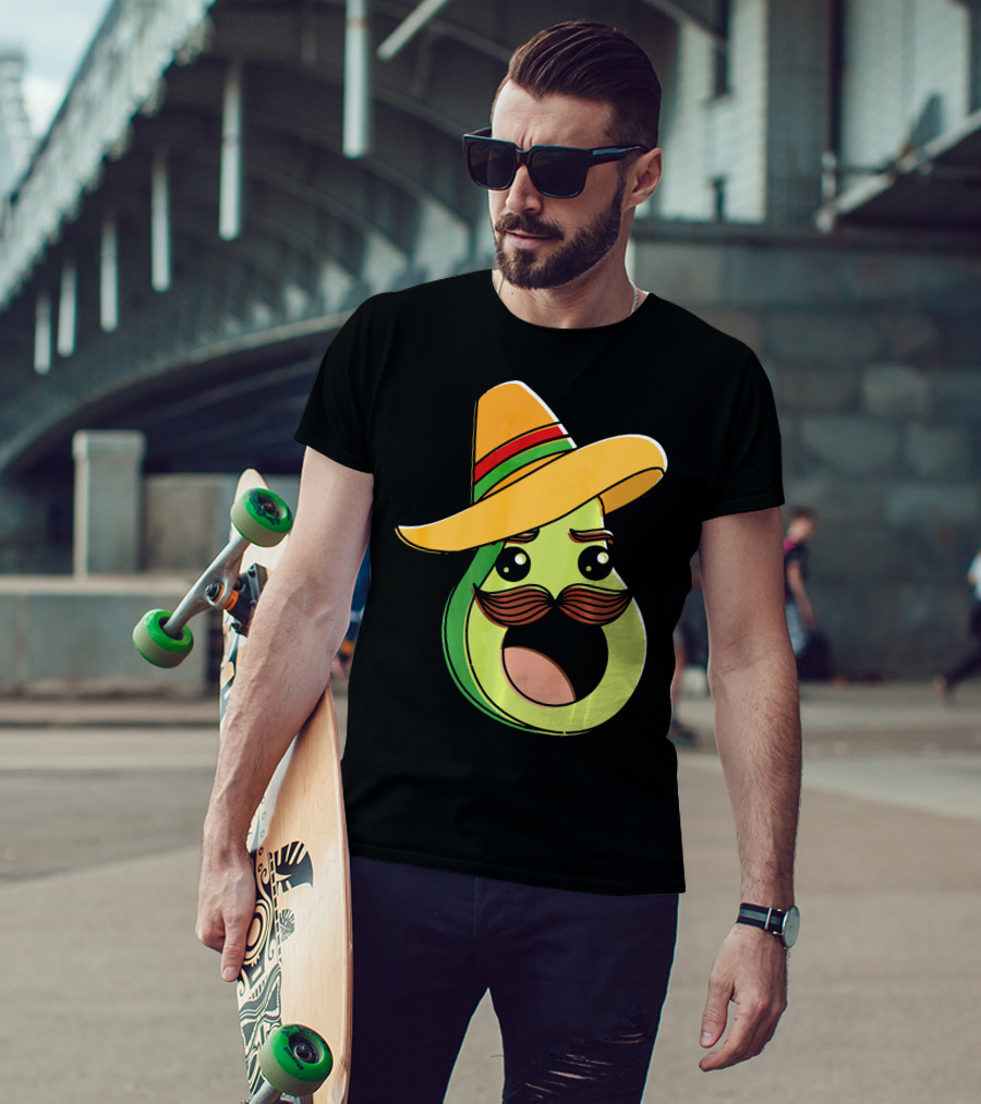 Cinco De Mayo Funny Avocado With Sombrero And Mustache T-Shirt