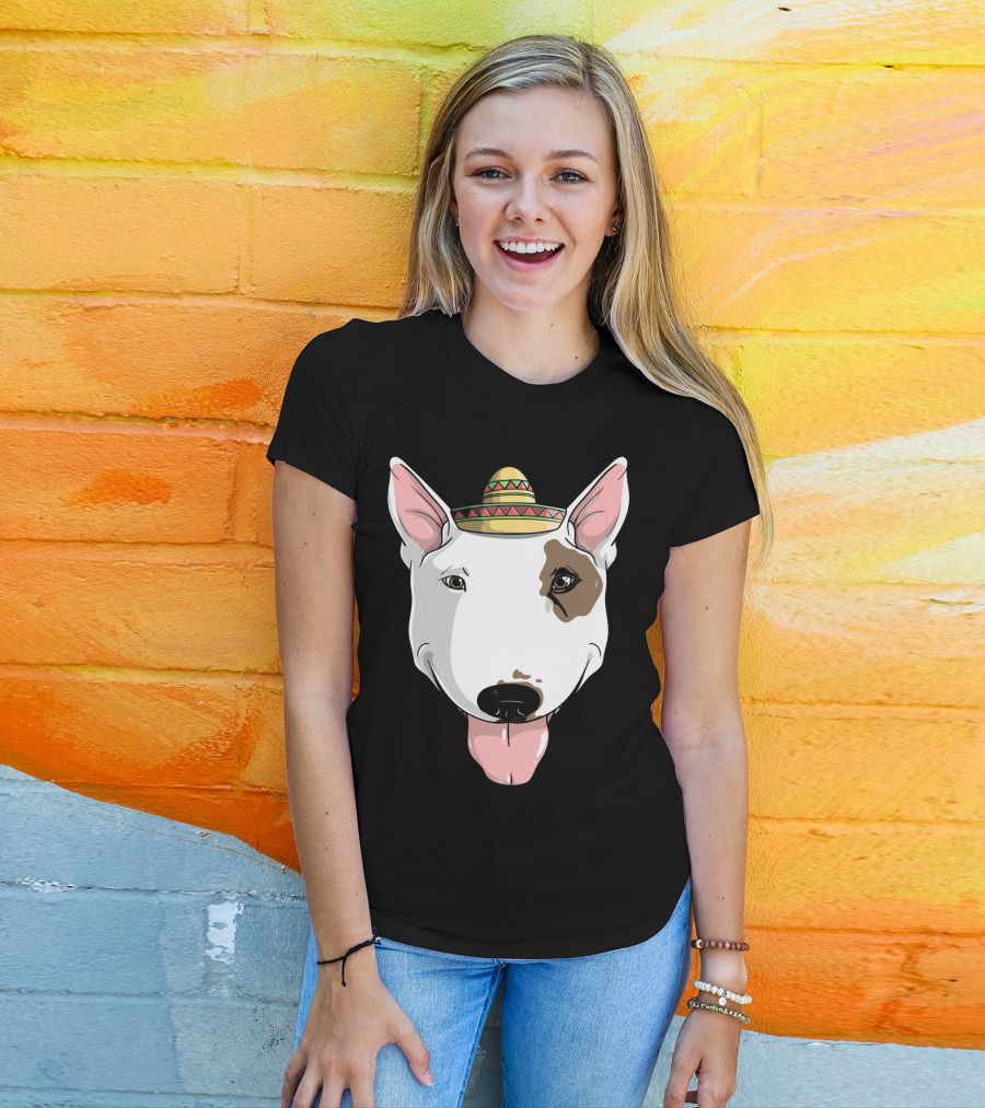 Bull Terrier Dog Sombrero Fiesta Cinco De Mayo T-Shirt