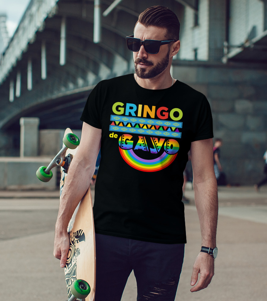 Mens Gay Gringo De Gayo Funny Cinco De Mayo LGB Rainbow T-Shirt