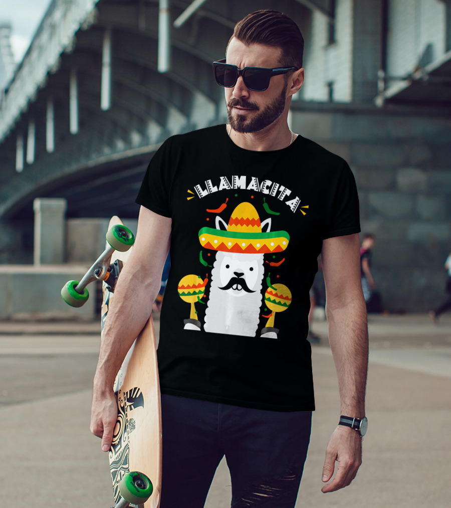 Llamacita Cinco De Mayo Party Llama Sombrero Maracas T-Shirt