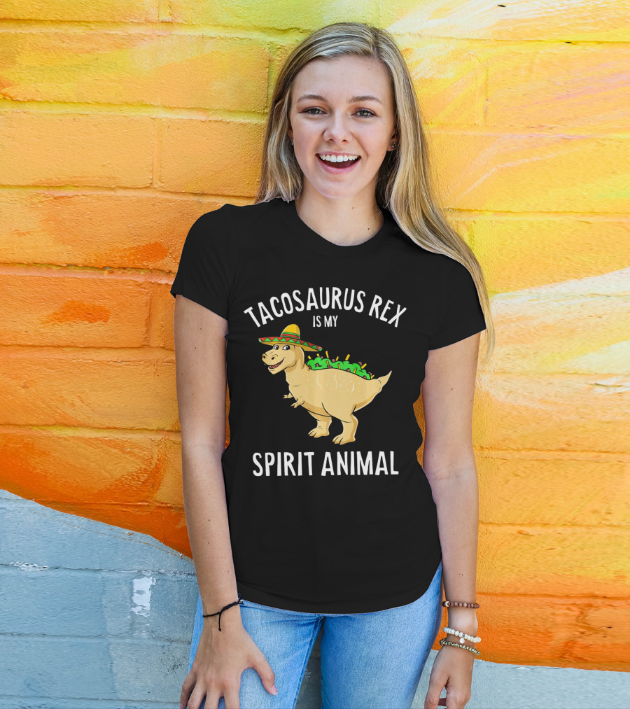 Tacosaurus Rex Is My Spirit Animal Sombrero Dinosaur With Taco Back T-Shirt