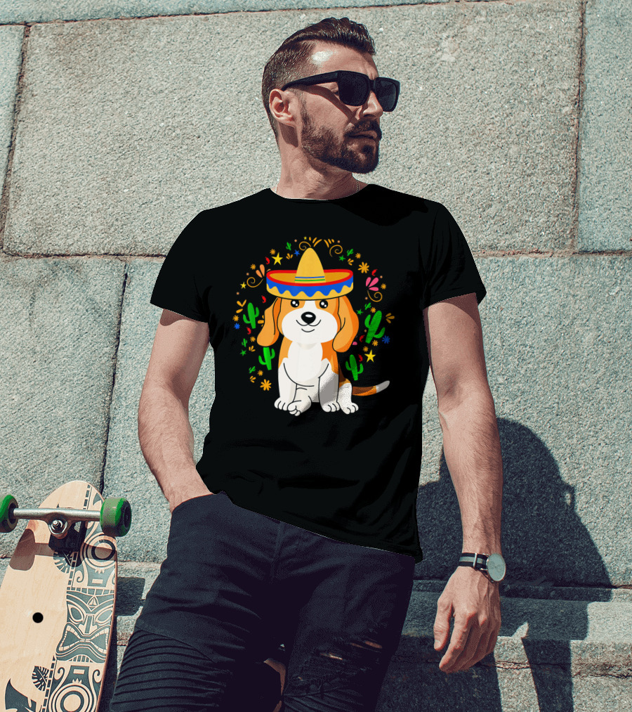 Cinco De Mayo Beagle Sombrero Cactus T-Shirt
