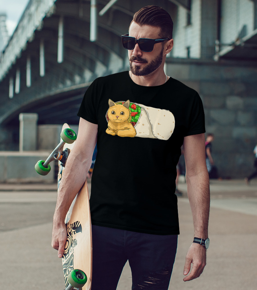 Cat Burrito Mexican Cat Cinco De Mayo Festive Humor T-Shirt