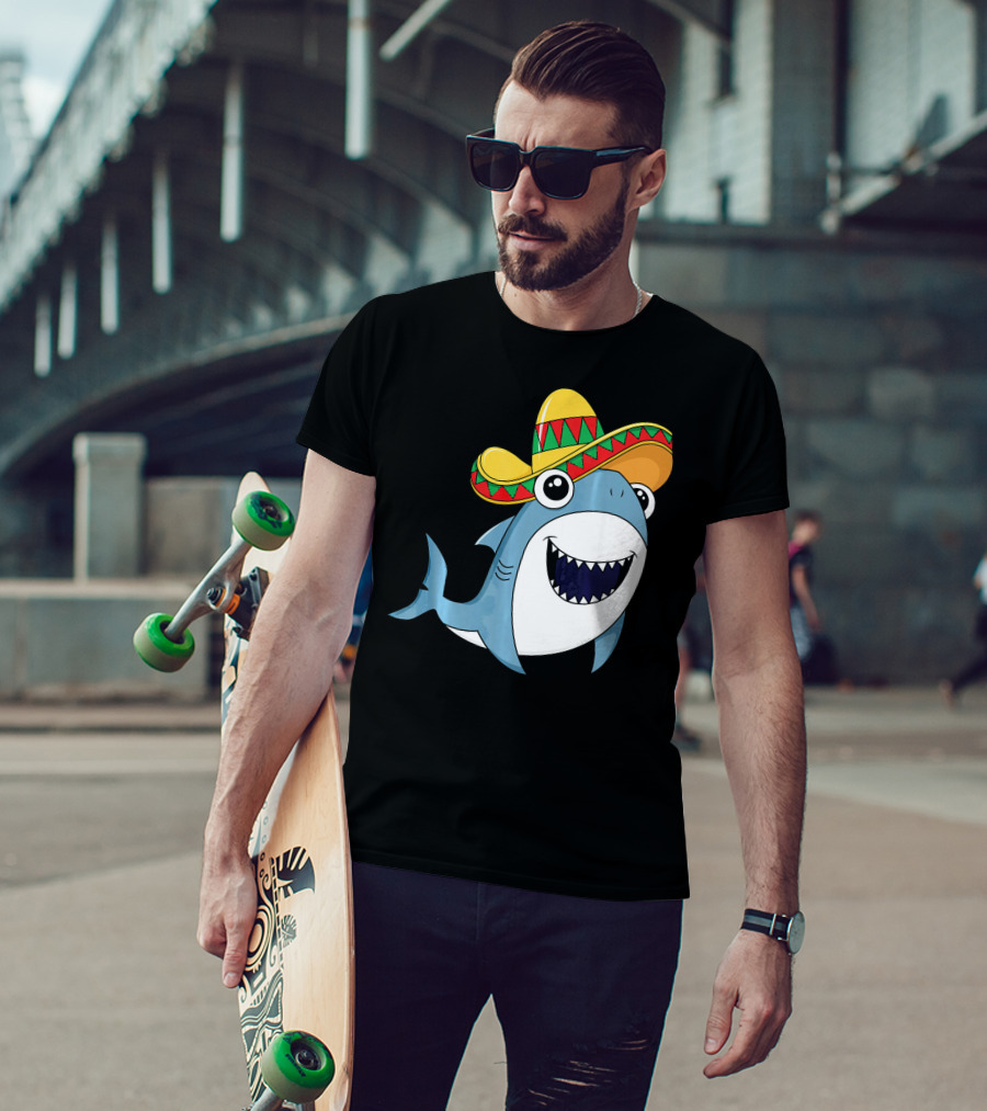Kids Cinco De Mayo Sombrero Shark Boys Me T-Shirt