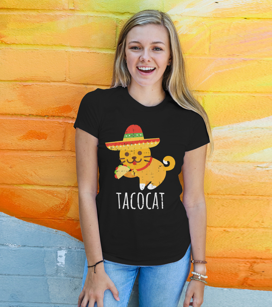 Tacocat Sombrero Taco Cat Funny Mexican Cinco De Mayo T-Shirt