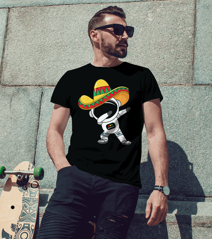 Kids Cinco De Mayo Astronaut Sombrero Dabbing T-Shirt