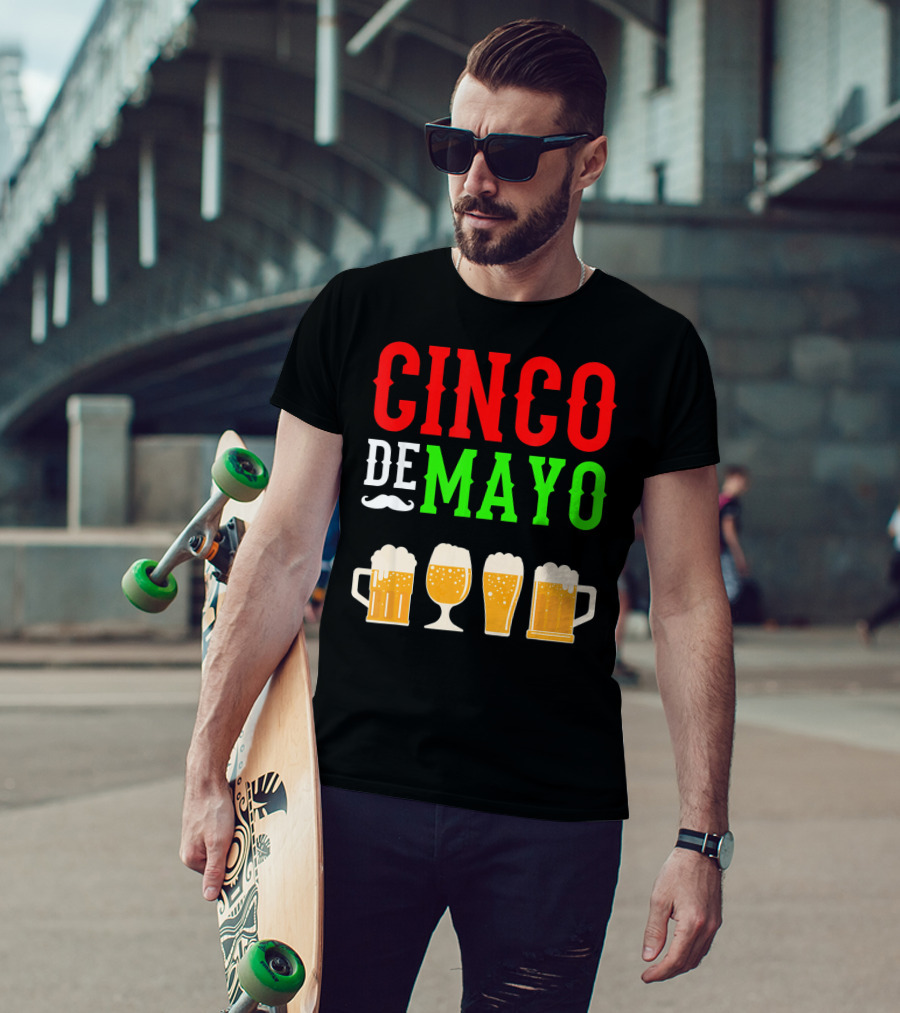 Cinco De Mayo Beer Glasses Funny Mexico T-Shirt