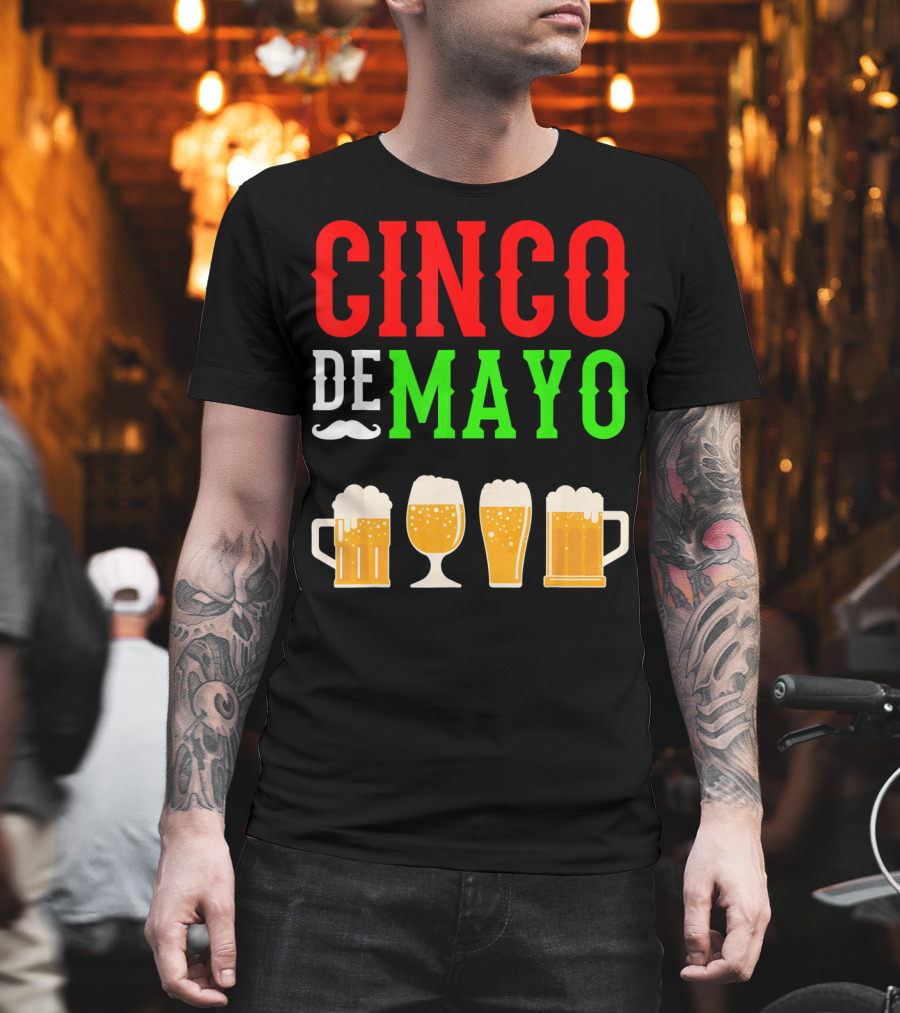 Cinco De Mayo Beer Glasses Funny Mexico T-Shirt