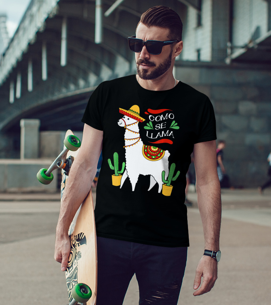Como Se Llama Cactus Cute Llama With Sombrero Cinco De Mayo T-Shirt