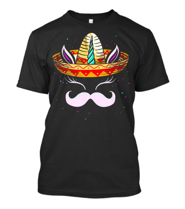Cinco De Mayo Sombrero Unicorn Face Fantasy Anim T-Shirt