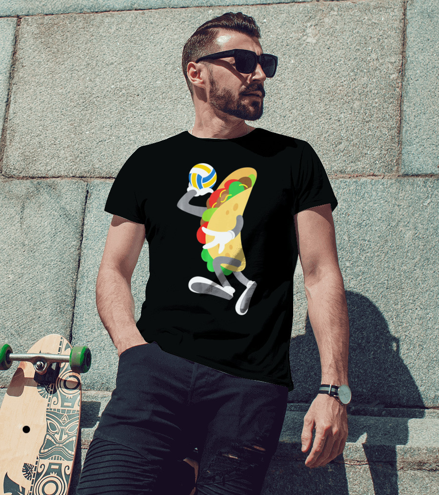 Taco Volleyball Ball Funny Mexican Cinco Volleyball Player T-Shirt