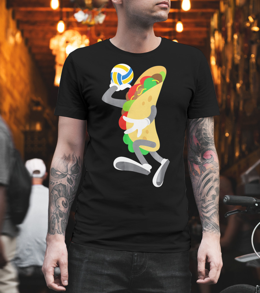 Taco Volleyball Ball Funny Mexican Cinco Volleyball Player T-Shirt