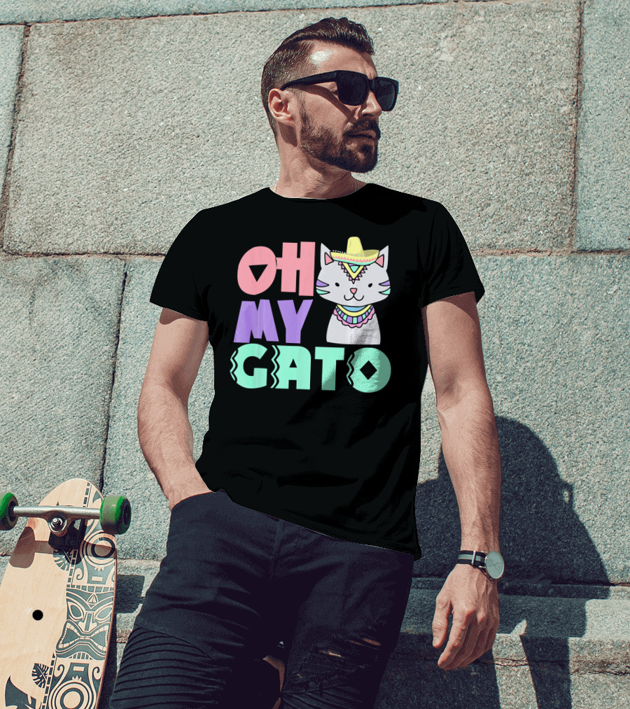 Oh My Gato Cinco De Mayo Cat Sombrero And Poncho T-Shirt