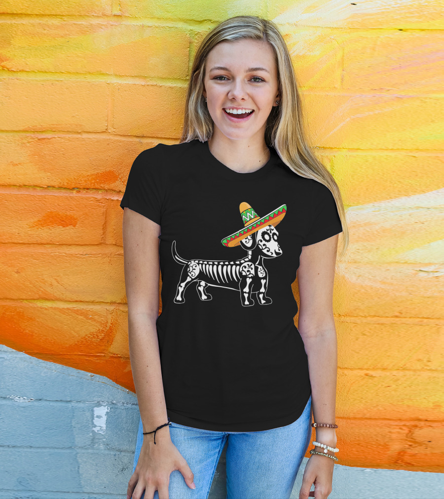 Dachshund Cinco De Mayo Skeleton Dog Sombrero Mom Pet Do T-Shirt