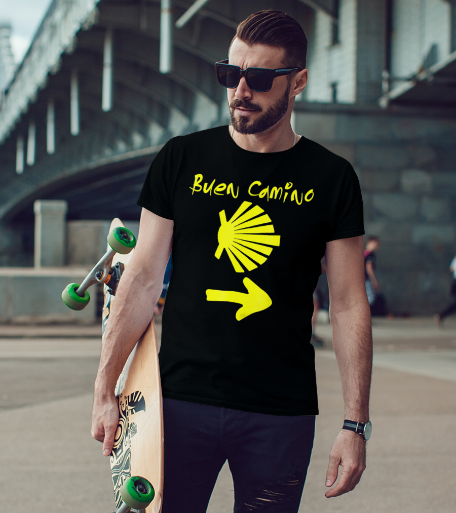 Buen Camino Santiago Yellow Shell Arrow T-Shirt