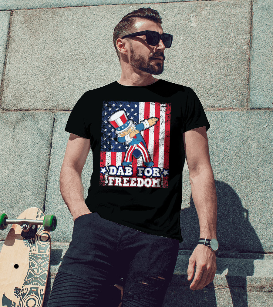 Uncle Sam Dabbing Dab For Freedom Patriotic Flag T-Shirt