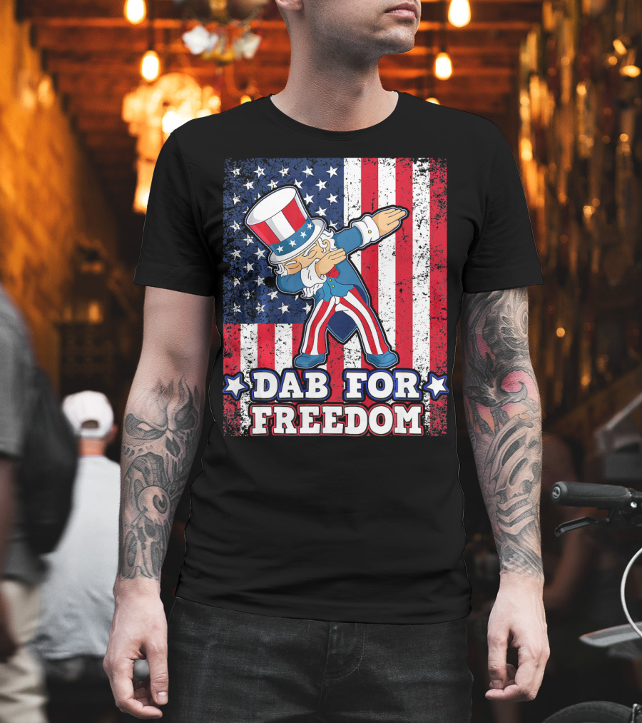 Uncle Sam Dabbing Dab For Freedom Patriotic Flag T-Shirt