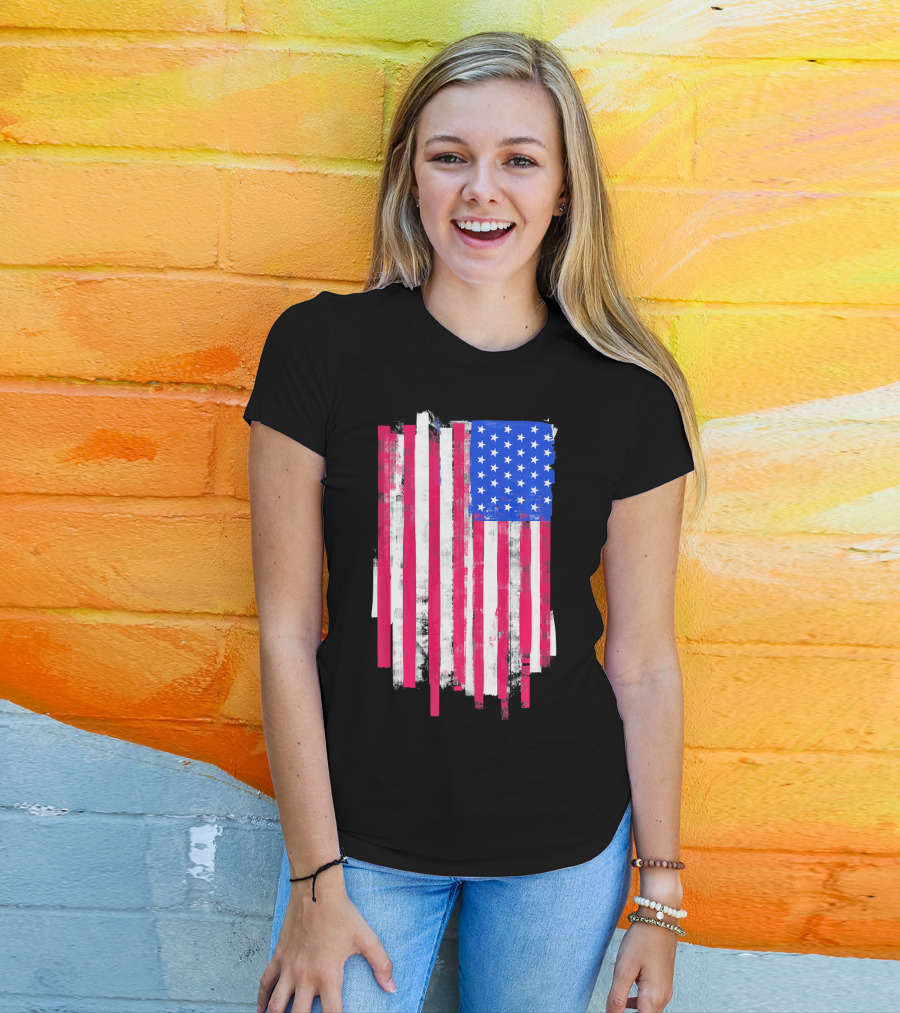 American Distressed USA Flag Patriotic T-Shirt