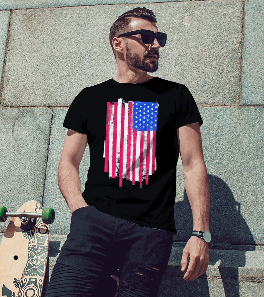 American Distressed USA Flag Patriotic T-Shirt