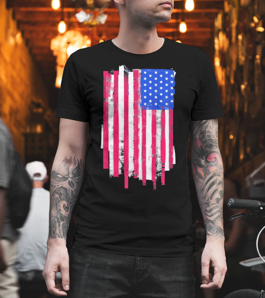 American Distressed USA Flag Patriotic T-Shirt