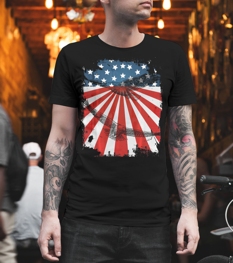 Patriotic Bald Eagle American Flag T-Shirt