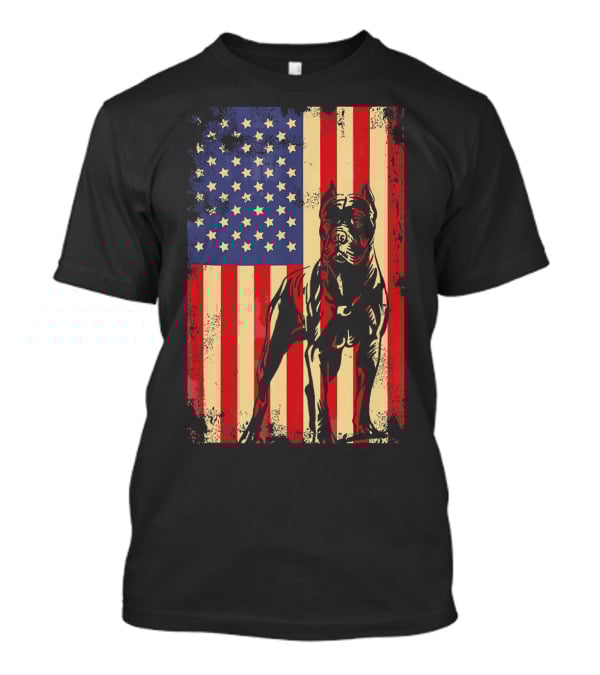 Cane Corso With American Flag Background T-Shirt