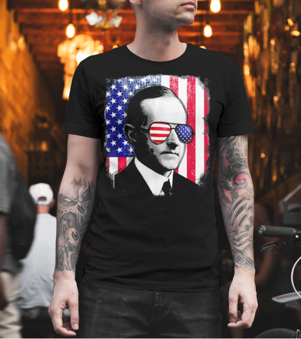 Calvin Coolidge American Flag Sunglasses 4th Of July USA Patriotic T-Shirt Calvin Coolidge American Flag Sunglasses 4th Of July USA Patriotic T-Shirt