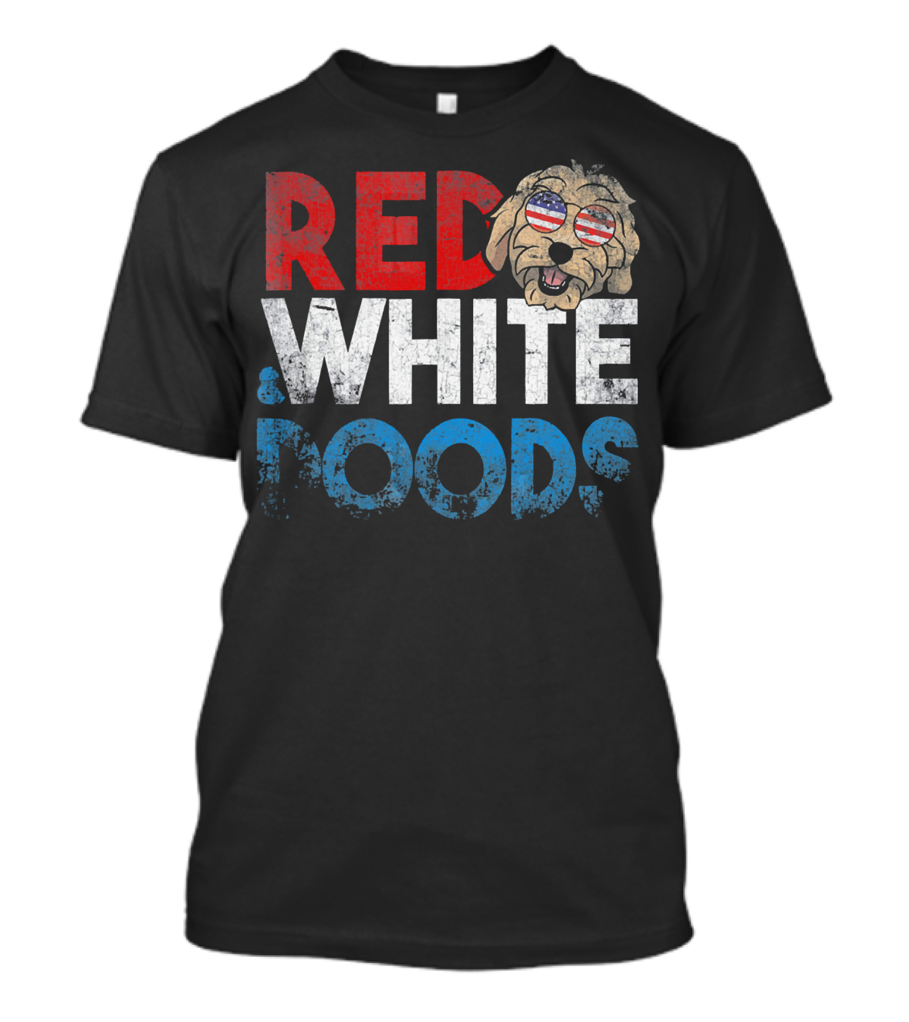 Red White Doods Funny Goldendoodle American Flag T-Shirt
