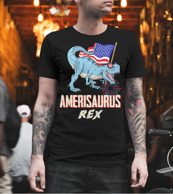 AMERISAURUS REX 4th Of July Dinosaur T-Shirt AMERISAURUS REX 4th Of July Dinosaur T-Shirt