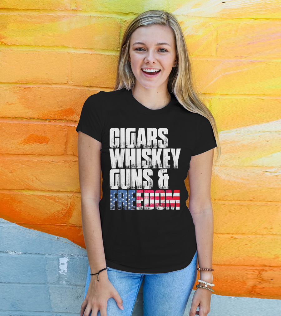Cigars Whiskey Guns And Freedom USA Patriot T-Shirt