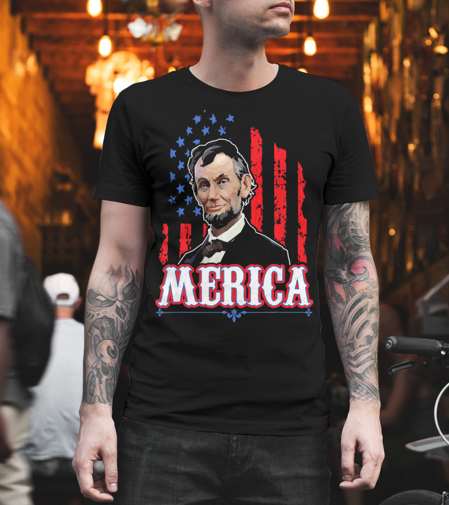 Abraham Lincoln Merica USA Flag T-Shirt