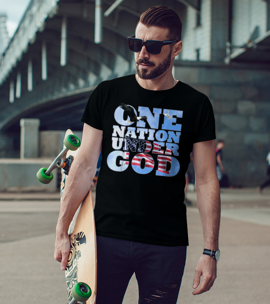 One Nation Under God USA Flag Bald Eagle T-Shirt