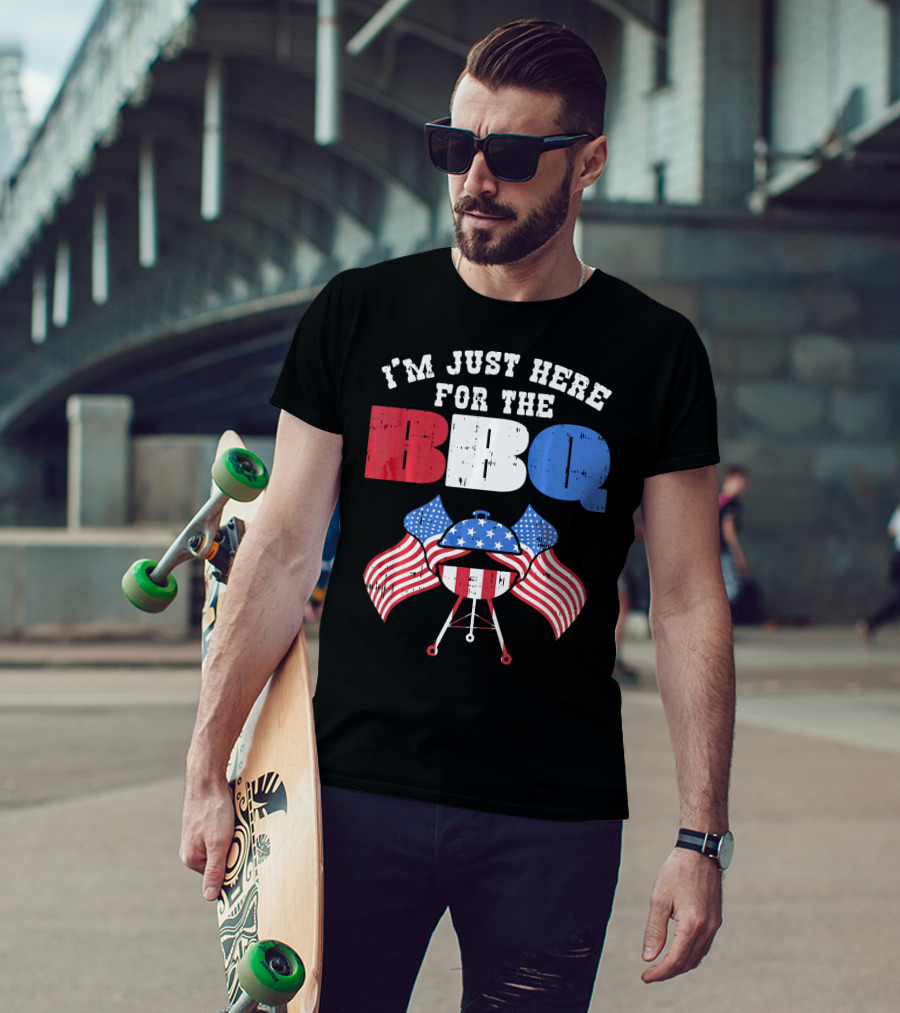 I’m Just Here For The BBQ American Flag Grill Fun T-Shirt
