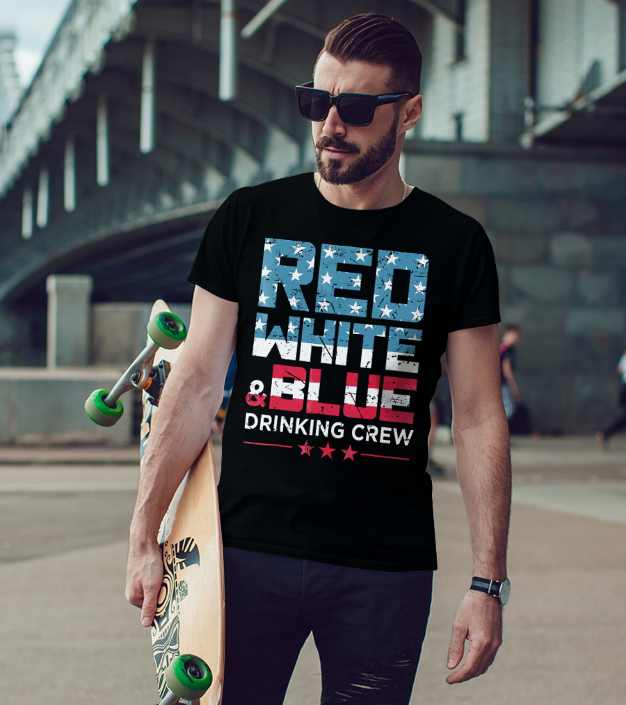 RED WHITE And BLUE DRINKING CREW T-Shirt