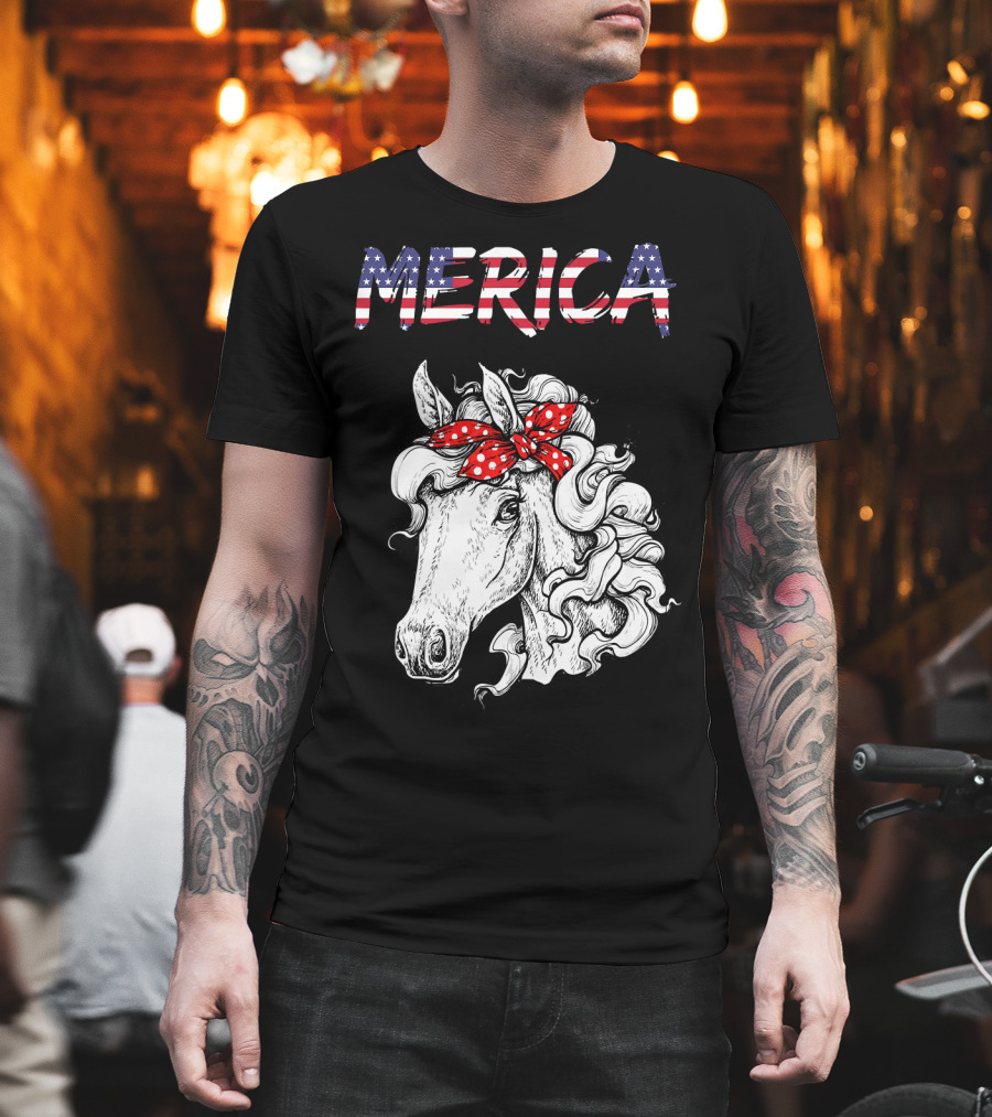 Merica Horse Bandana Independence Day T-Shirt