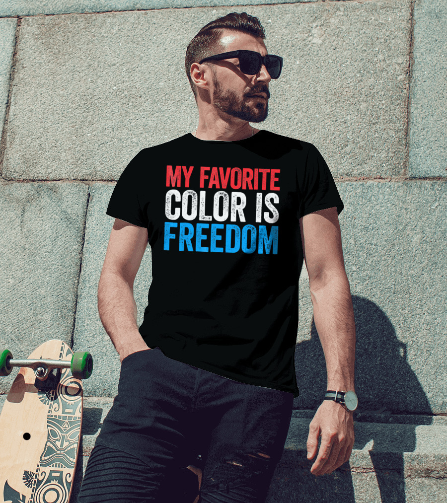 My Favorite Color Is Freedom Pixelated Patriotic T-Shirt