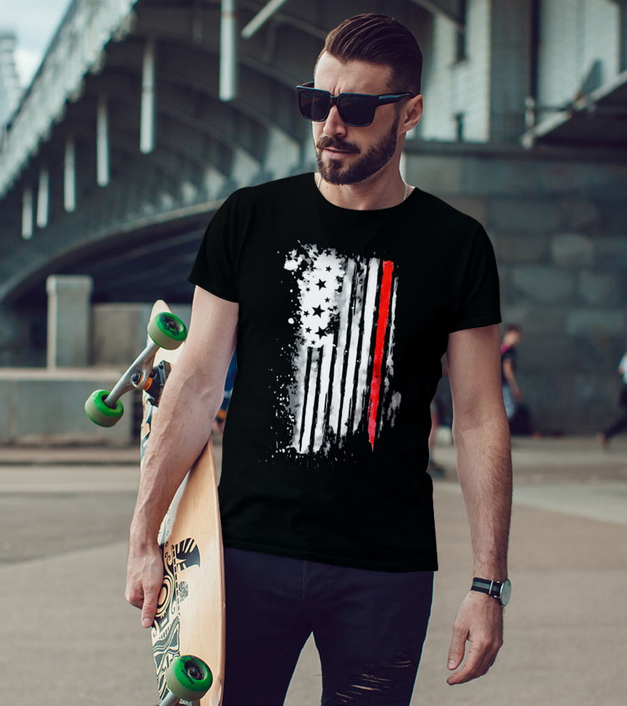 Thin Red Line American Flag Firefighter Fir USA T-Shirt