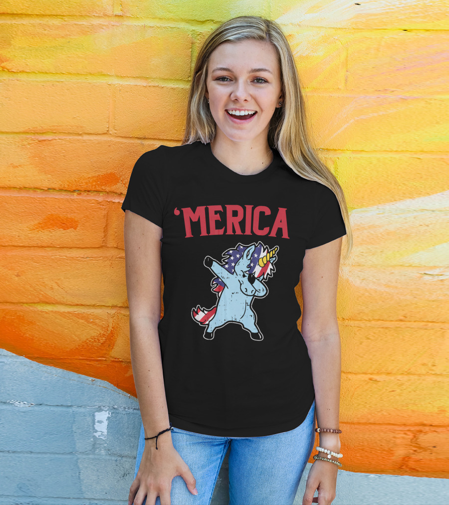 'Merica Unicorn Dabbing Americorn U T-Shirt