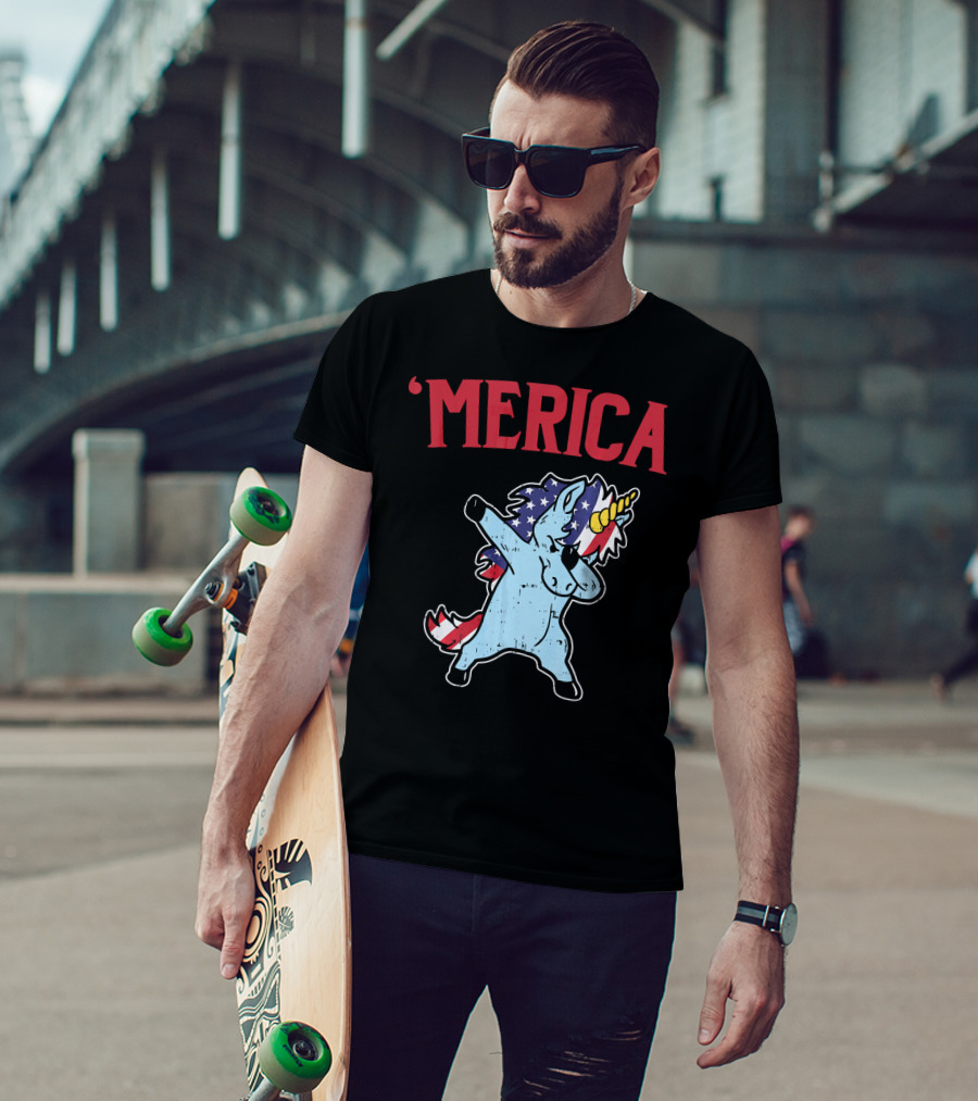 'Merica Unicorn Dabbing Americorn U T-Shirt