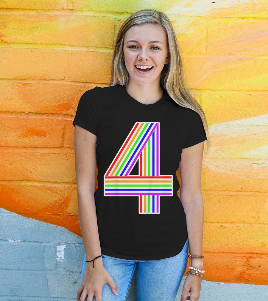 Kids Happy Family Clothing Rainbow Number 4 T-Shirt