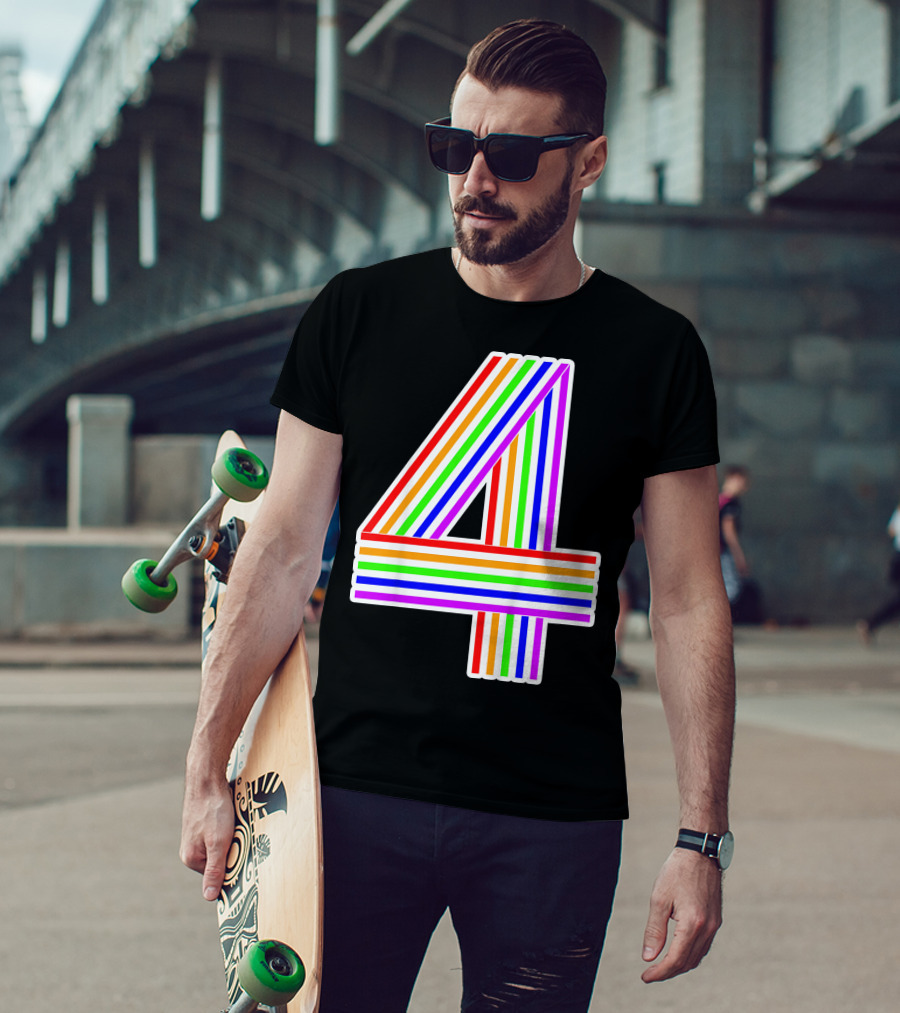 Kids Happy Family Clothing Rainbow Number 4 T-Shirt