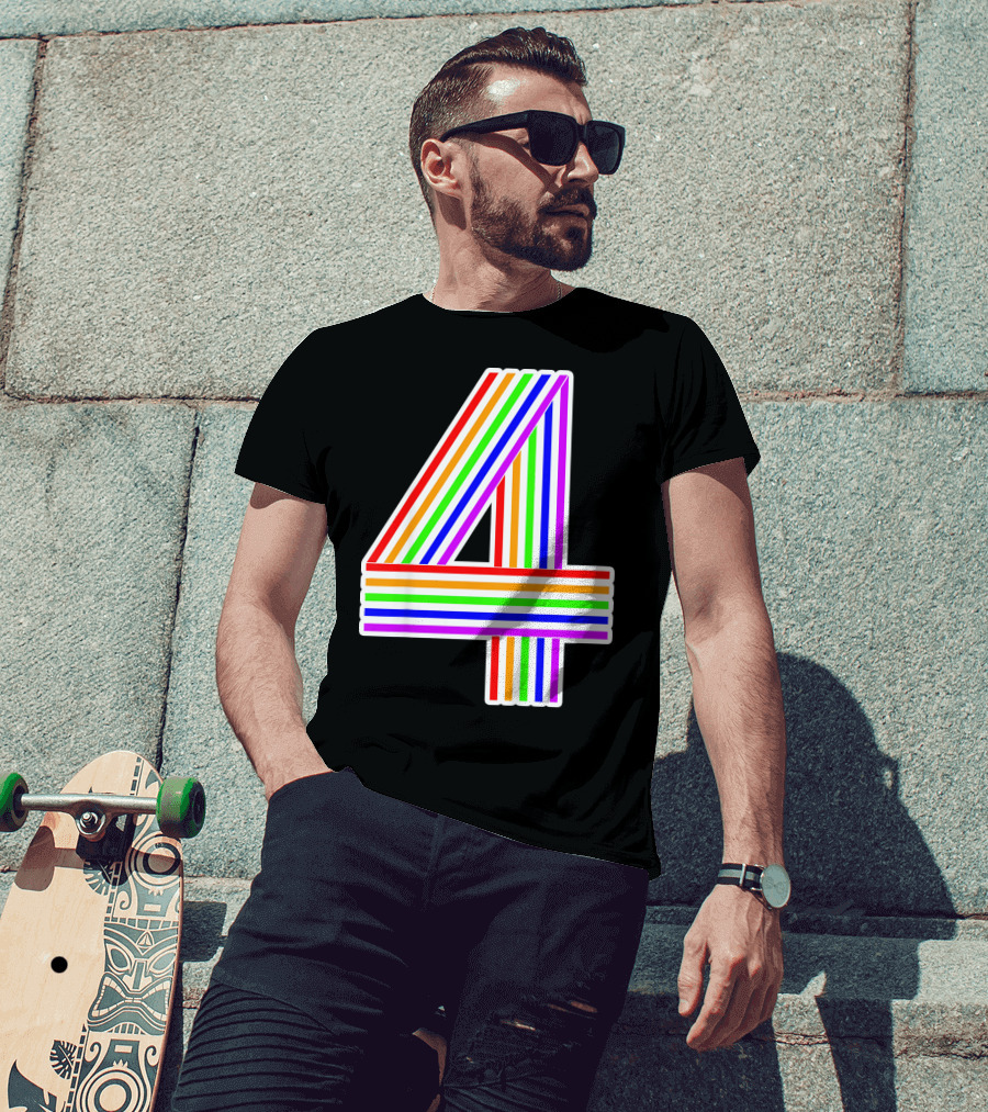 Kids Happy Family Clothing Rainbow Number 4 T-Shirt