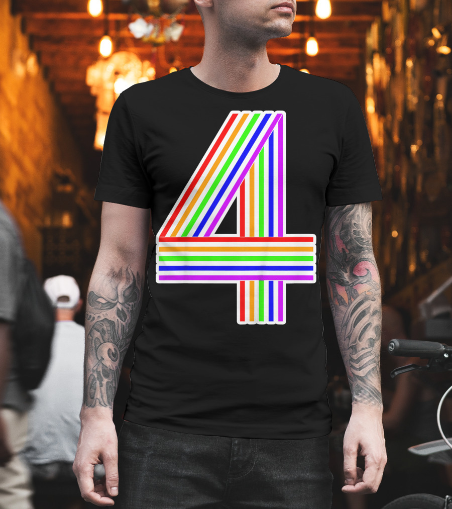 Kids Happy Family Clothing Rainbow Number 4 T-Shirt